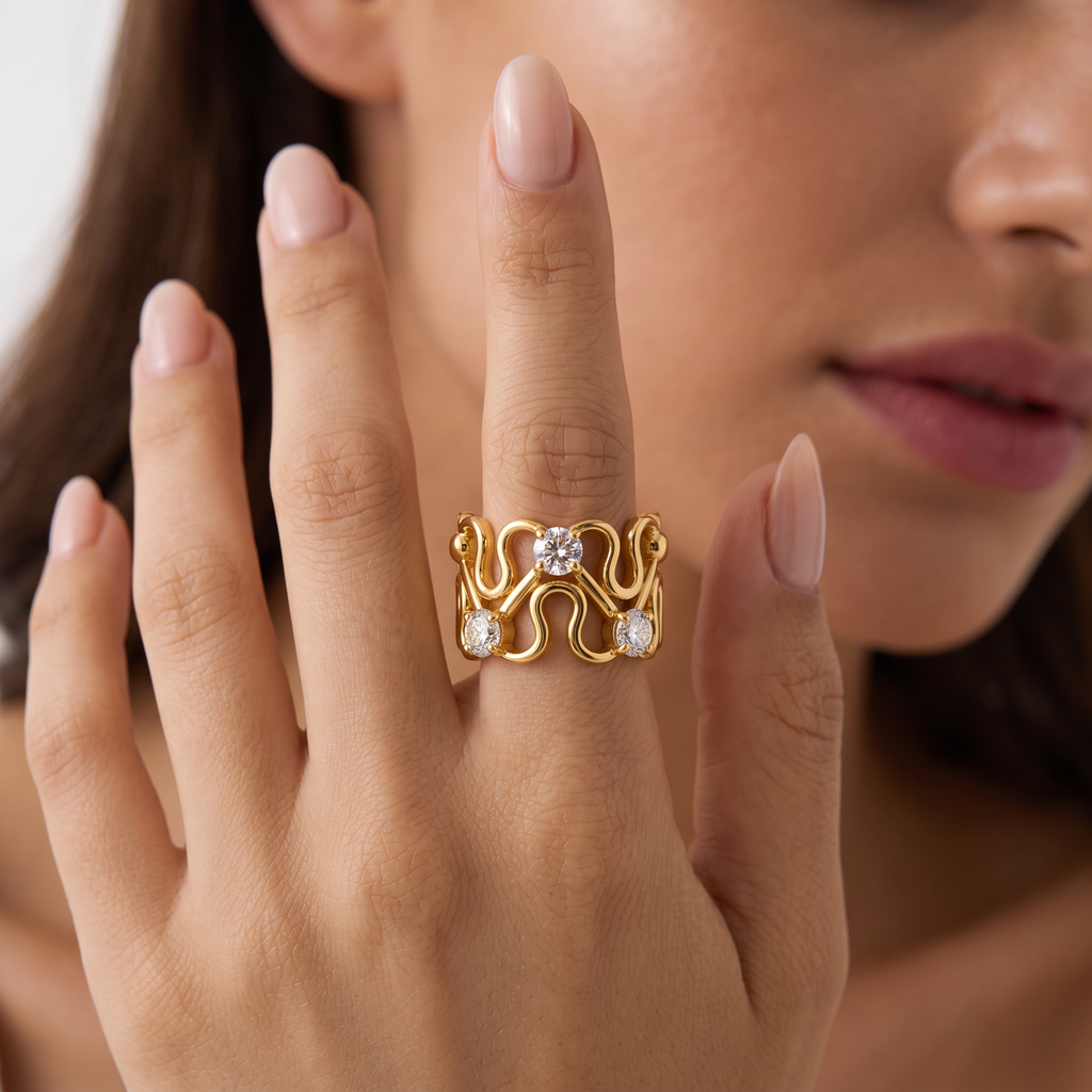 Diamond Filigree Wide Band Ring