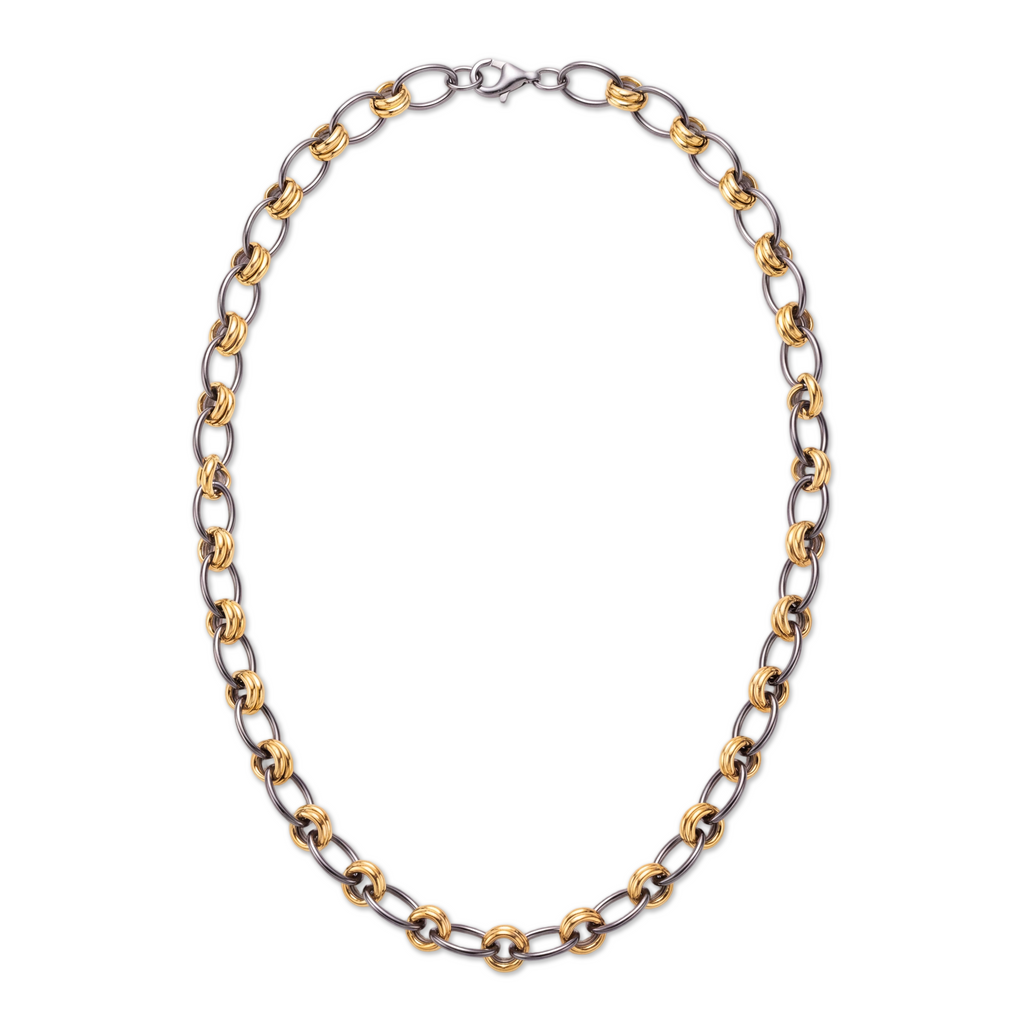 Two-Tone Knot Link Chain Necklace