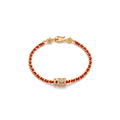 Red Cord Diamond Barrel Charm Curb Chain Bracelet