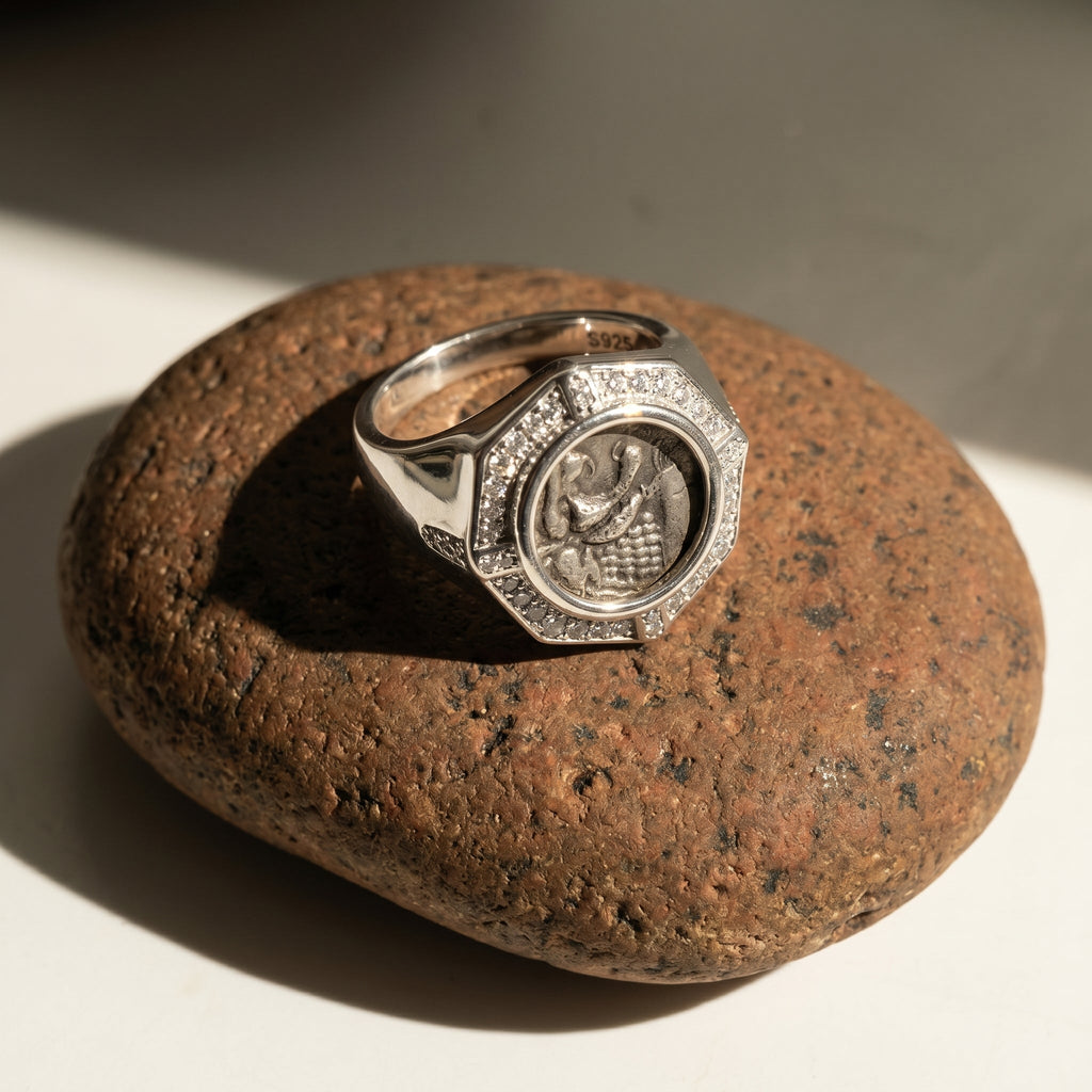 Lion Ancient Coin Statement Ring