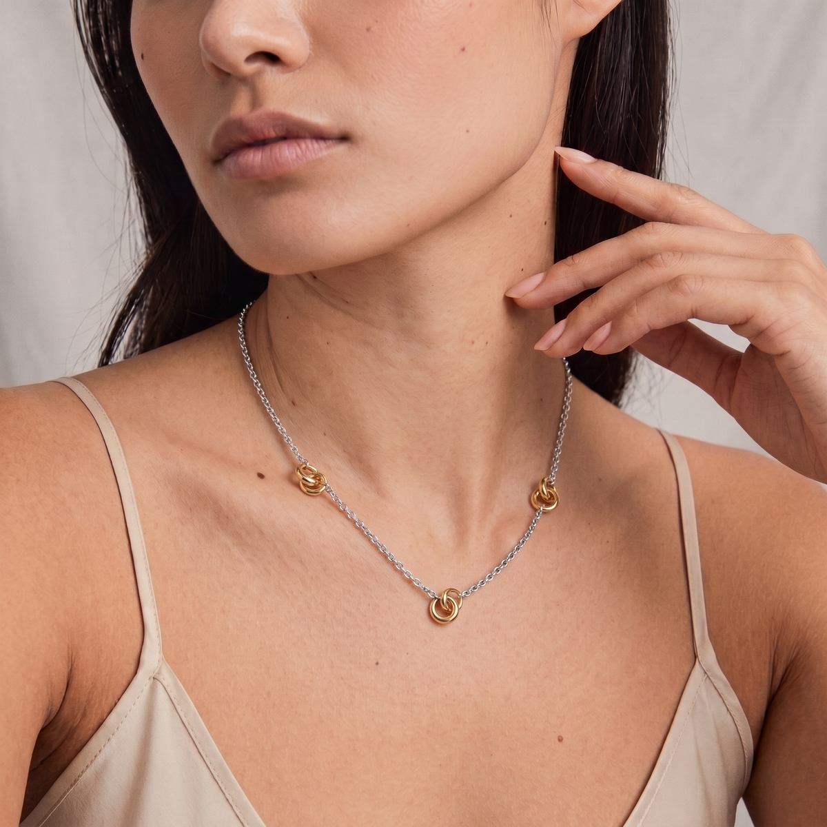 Triple Love Knot Station Chain Necklace