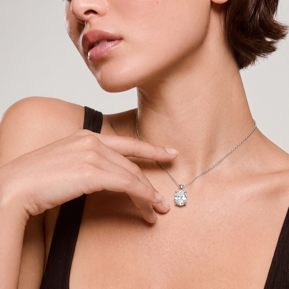 Oval Solitaire Pendant Necklace