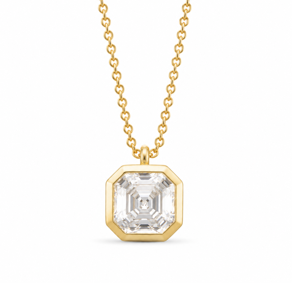 Asscher Cut Bezel Pendant Necklace