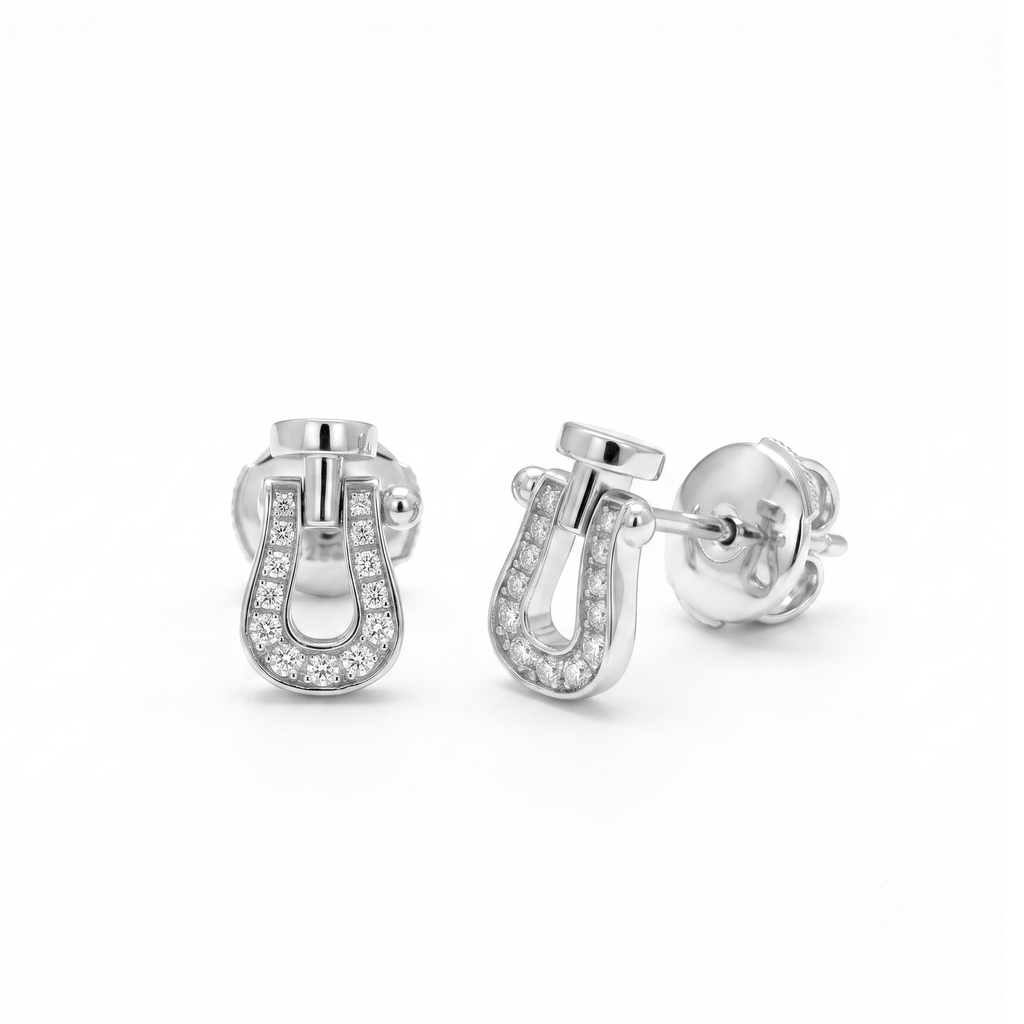 Diamond Shackle Stud Earrings