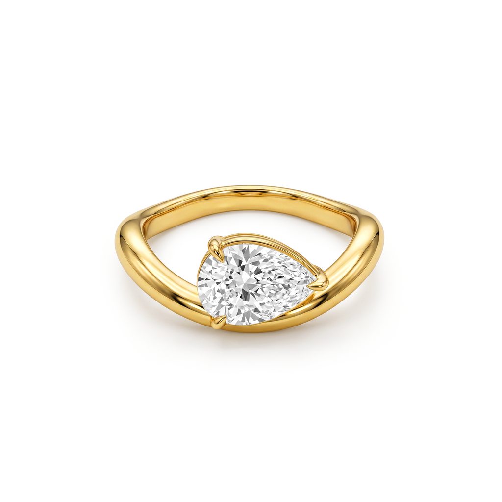Pear Diamond Two-Tone Bypass Ring