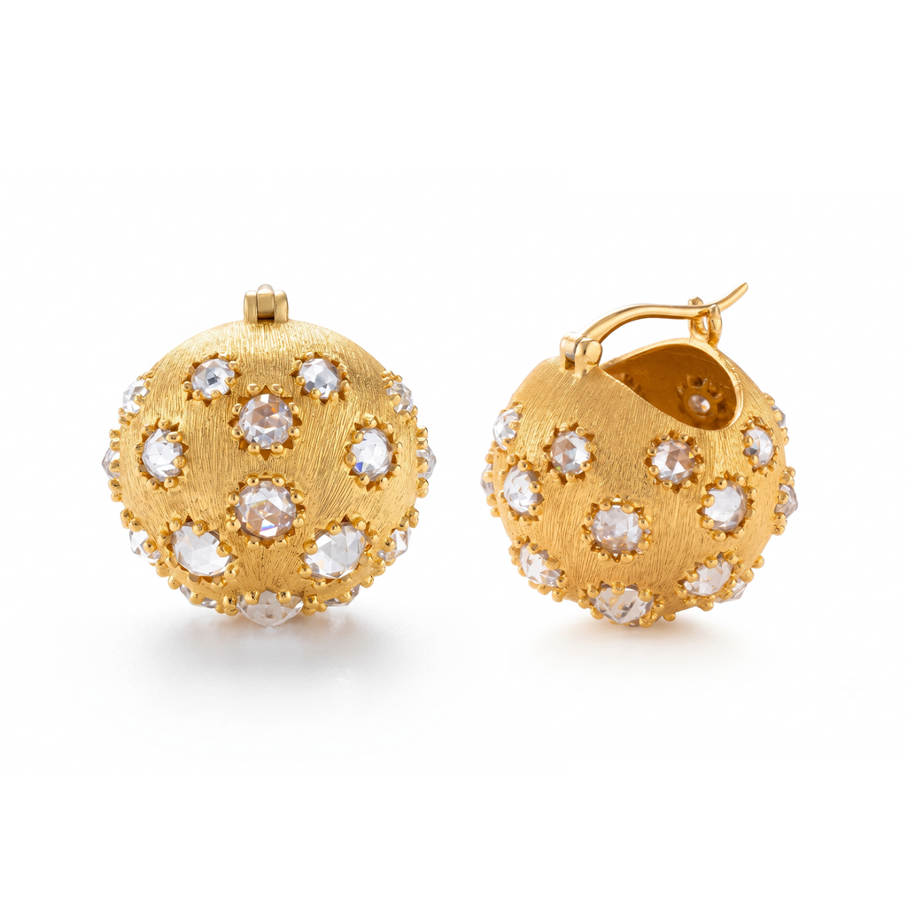 Crystal Dome Ball Hoop Earrings