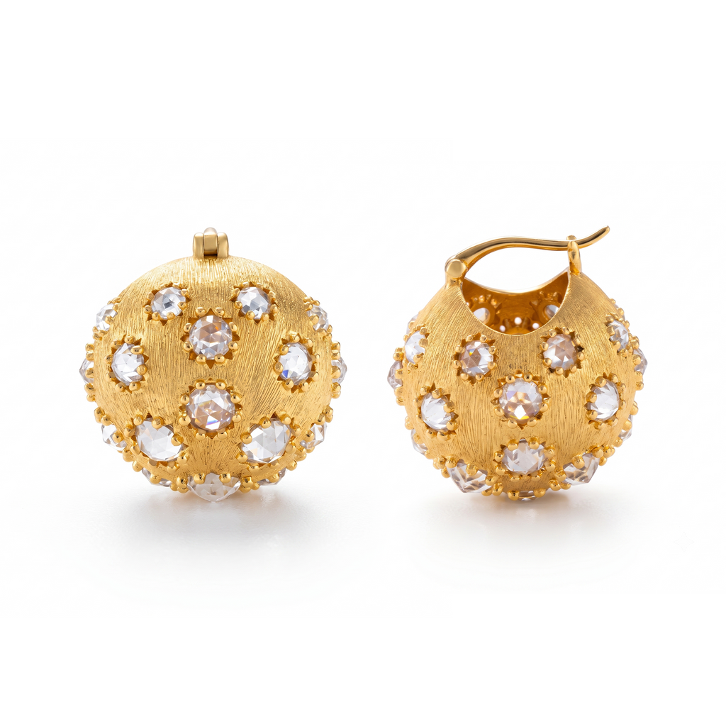 Crystal Dome Ball Hoop Earrings