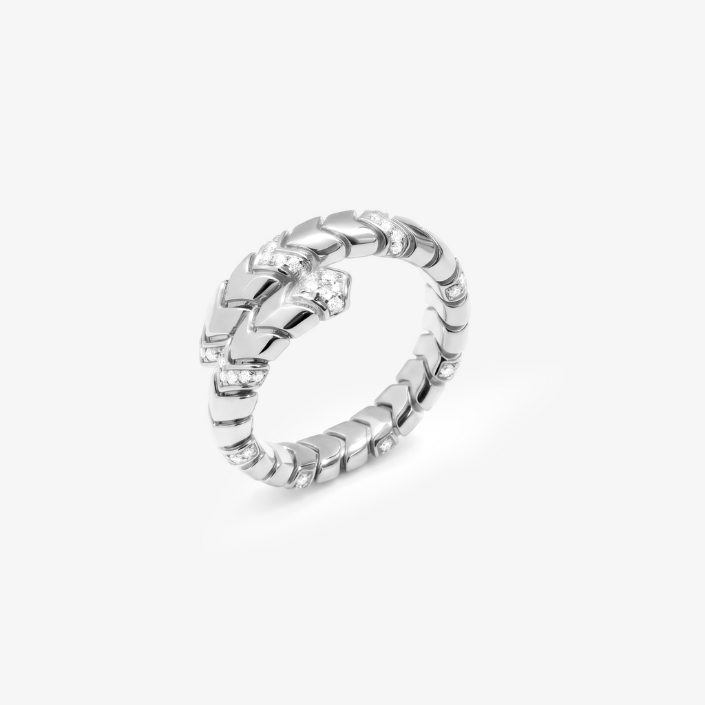 Diamond Chevron Snake Wrap Ring