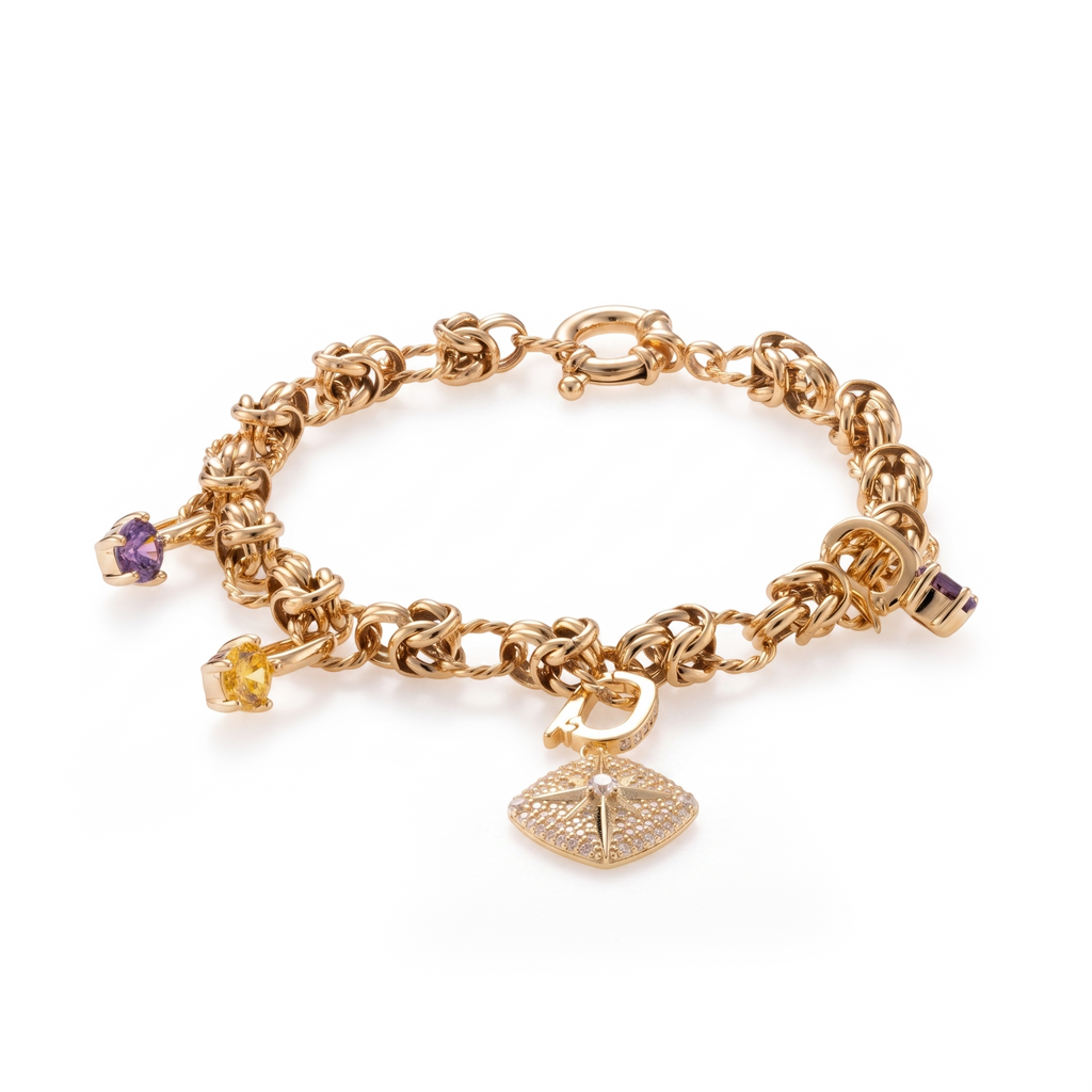 Multi-Charm Chunky Link Bracelet