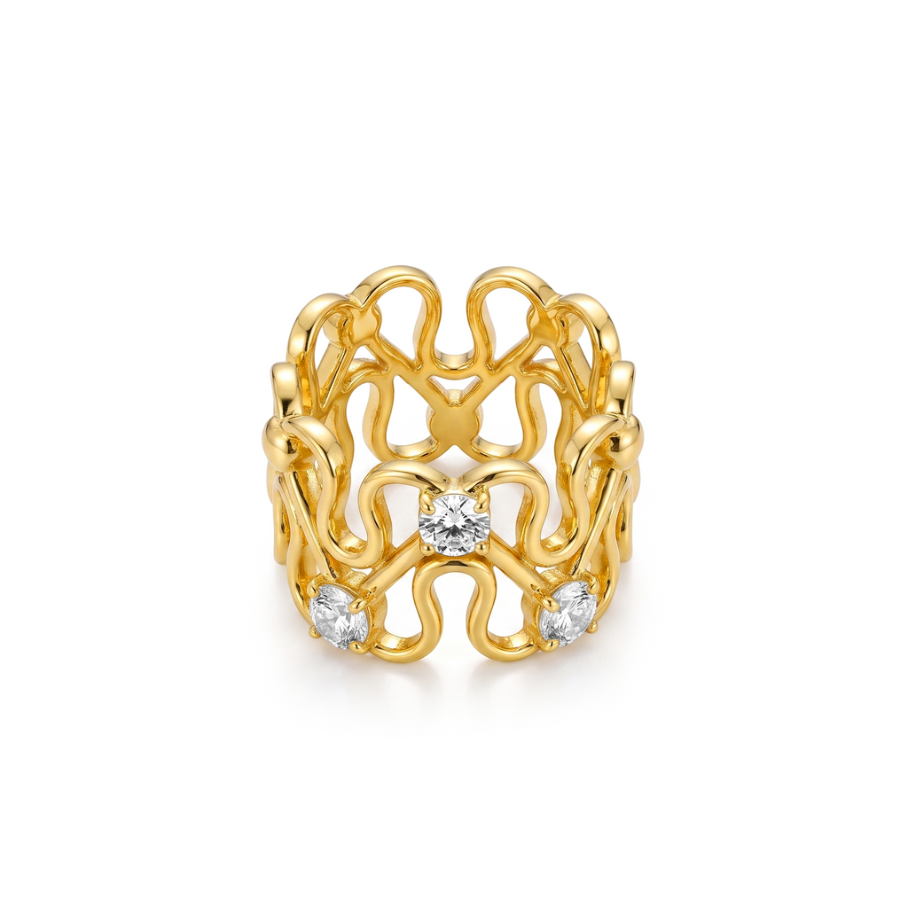 Diamond Filigree Wide Band Ring