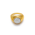 Diamond Pavé Ribbed Dome Cocktail Ring