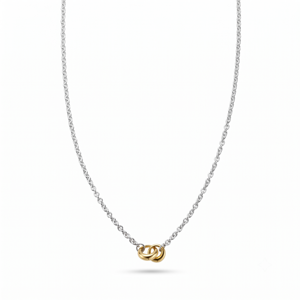 Interlocking Ring Pendant Chain Necklace