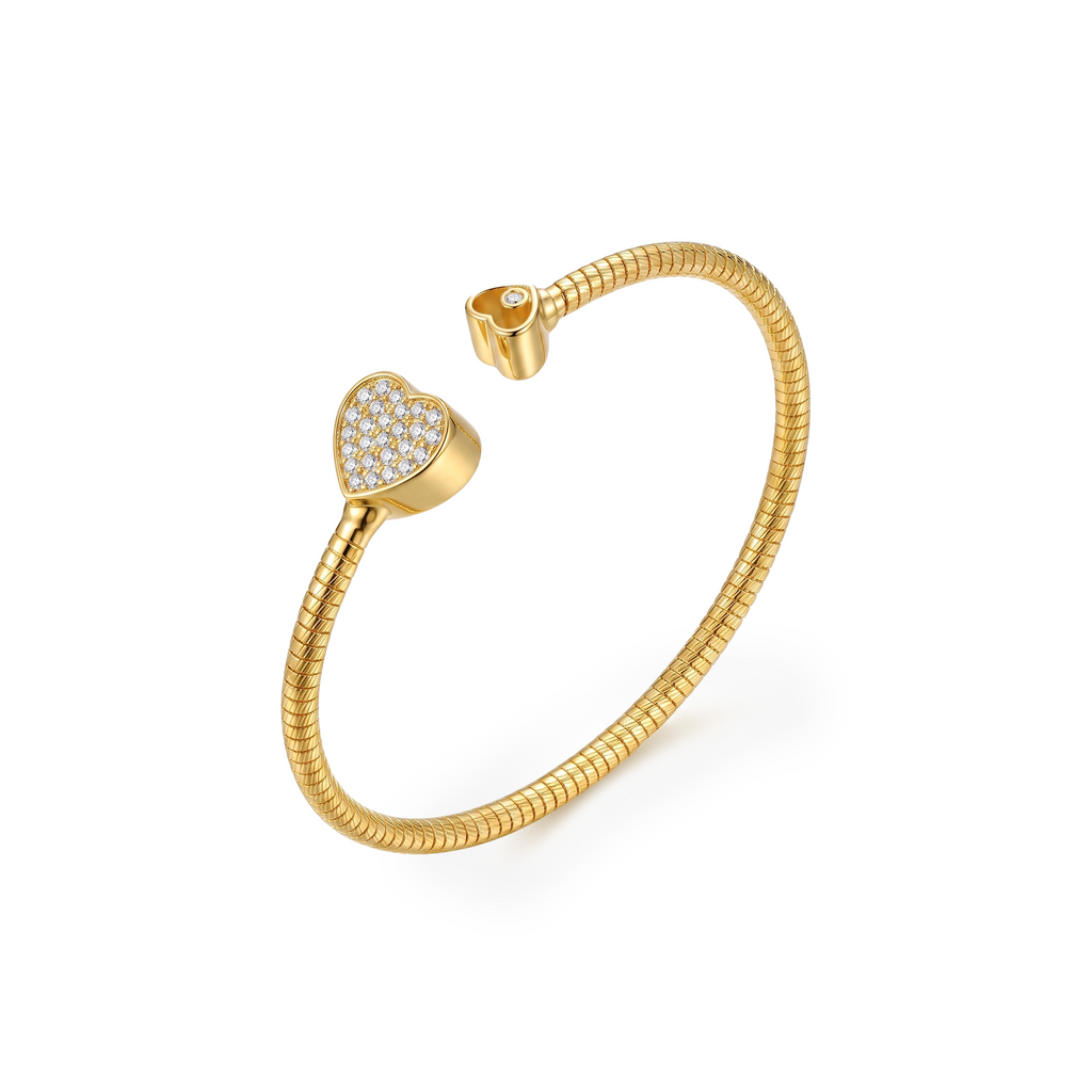 Diamond Heart Tubogas Open Bangle