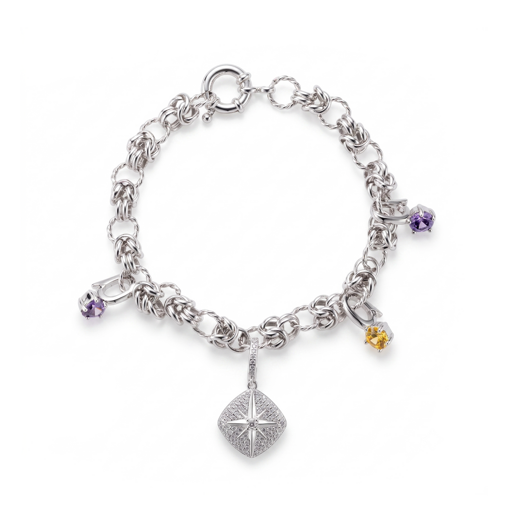 Multi-Charm Chunky Link Bracelet