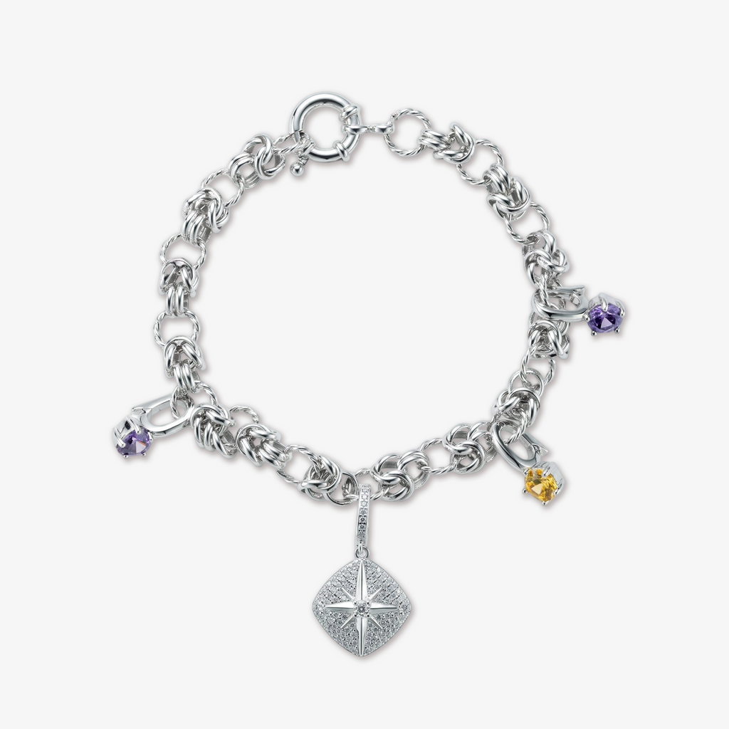 Byzantine Chain Charm Bracelet with Star Pendant