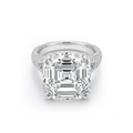 Asscher Cut Pavé Halo Emerald Accent Ring