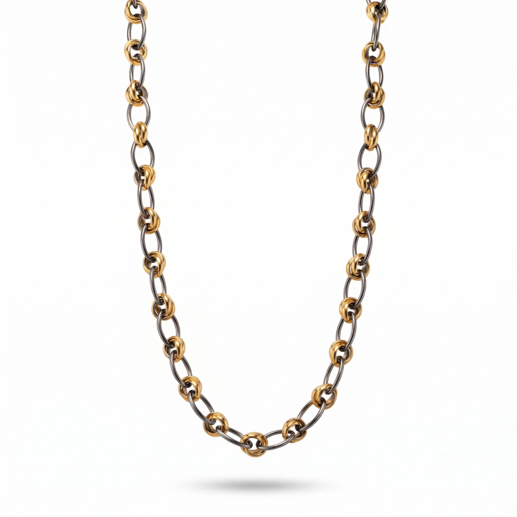 Two-Tone Knot Link Chain Necklace