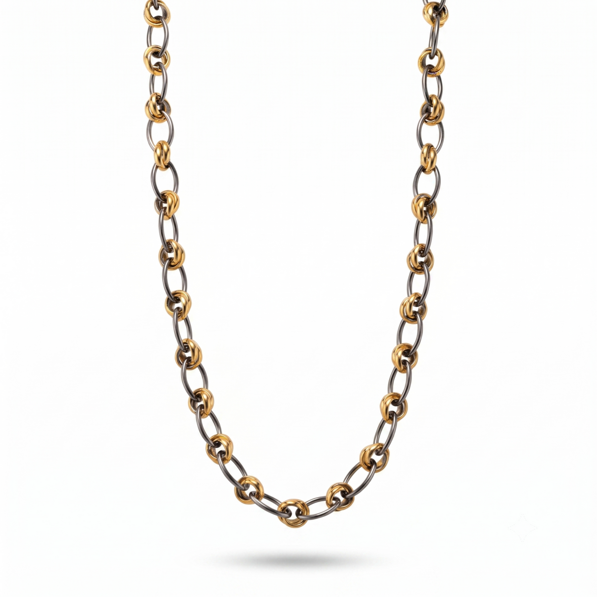 Two-Tone Knot Link Chain Necklace