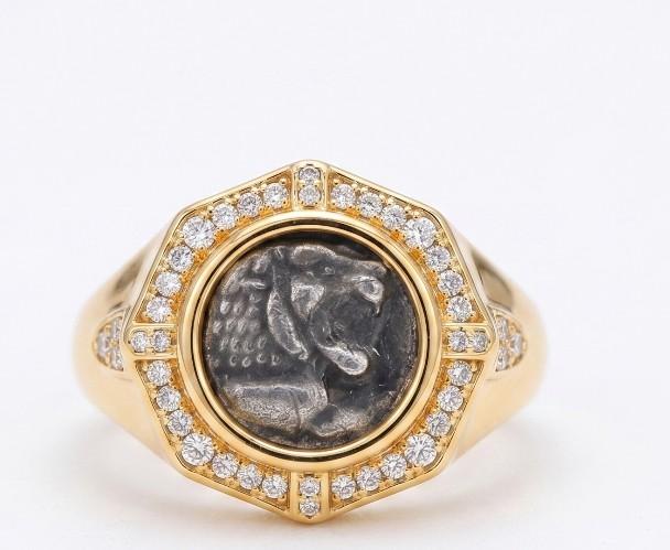 Lion Ancient Coin Statement Ring