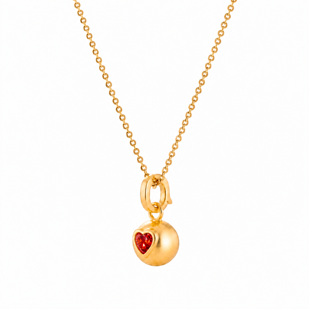 Heart Stone Dome Pendant Necklace